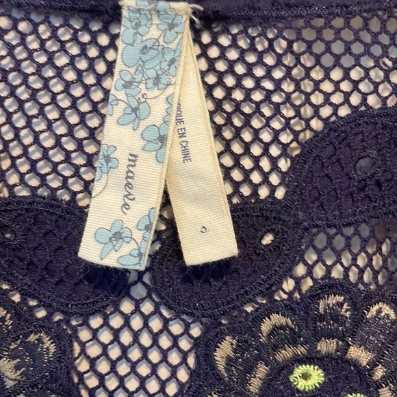 Rare Anthropologie Maeve blue/Purple Embroidered Floral Lace Dress Small - Picture 3 of 14